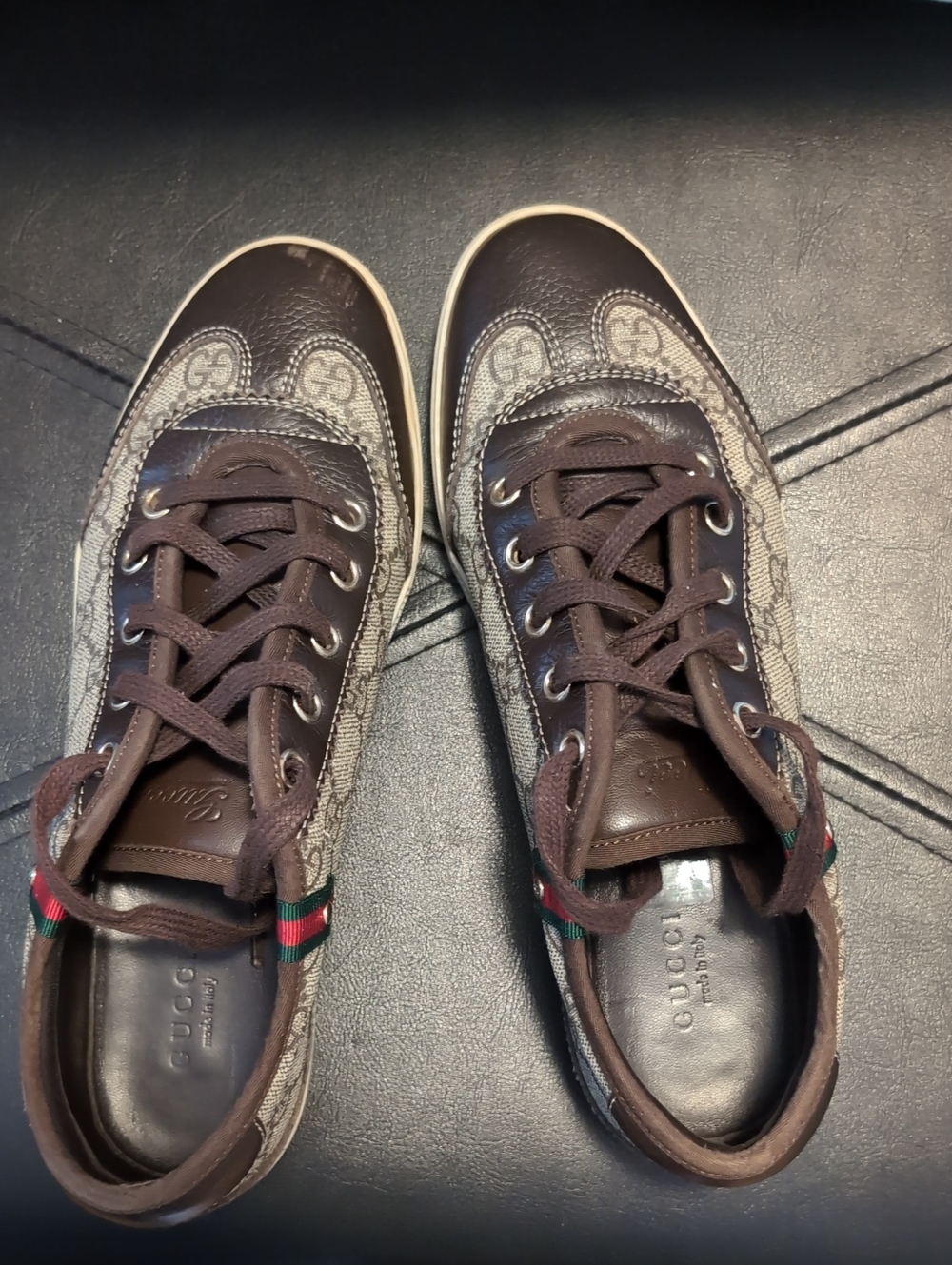 Gucci Barcelona GG Supreme Low-Top Sneakers Brown Canvas 204283 Size 36 G W/ Box